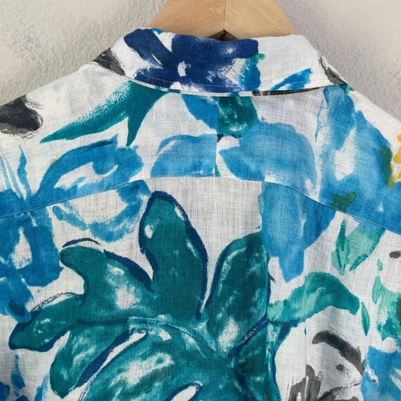 Lauren Ralph Lauren Womens Large Petite 100% Linen Floral Button Up Shirt Blouse - Picture 9 of 9